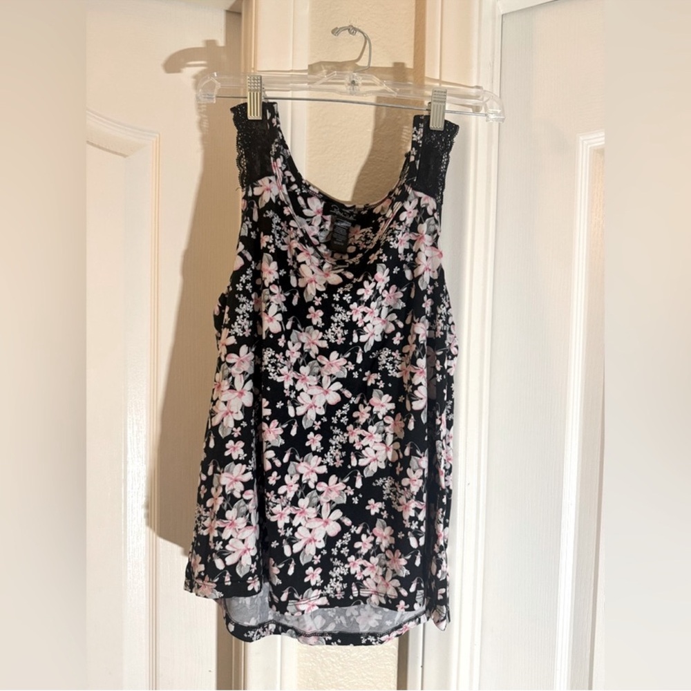 Floral Black & Pink Women's Tank Top | $11